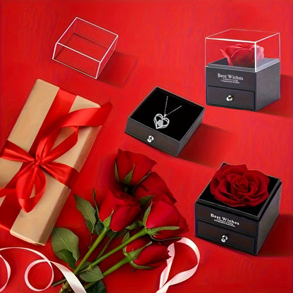 Permanent Rose Gift Box, Love Rose Multi Pendant Necklace,Women'S Simple and Exquisite Jewelry,Gift for Mother,Lover,Best Friend